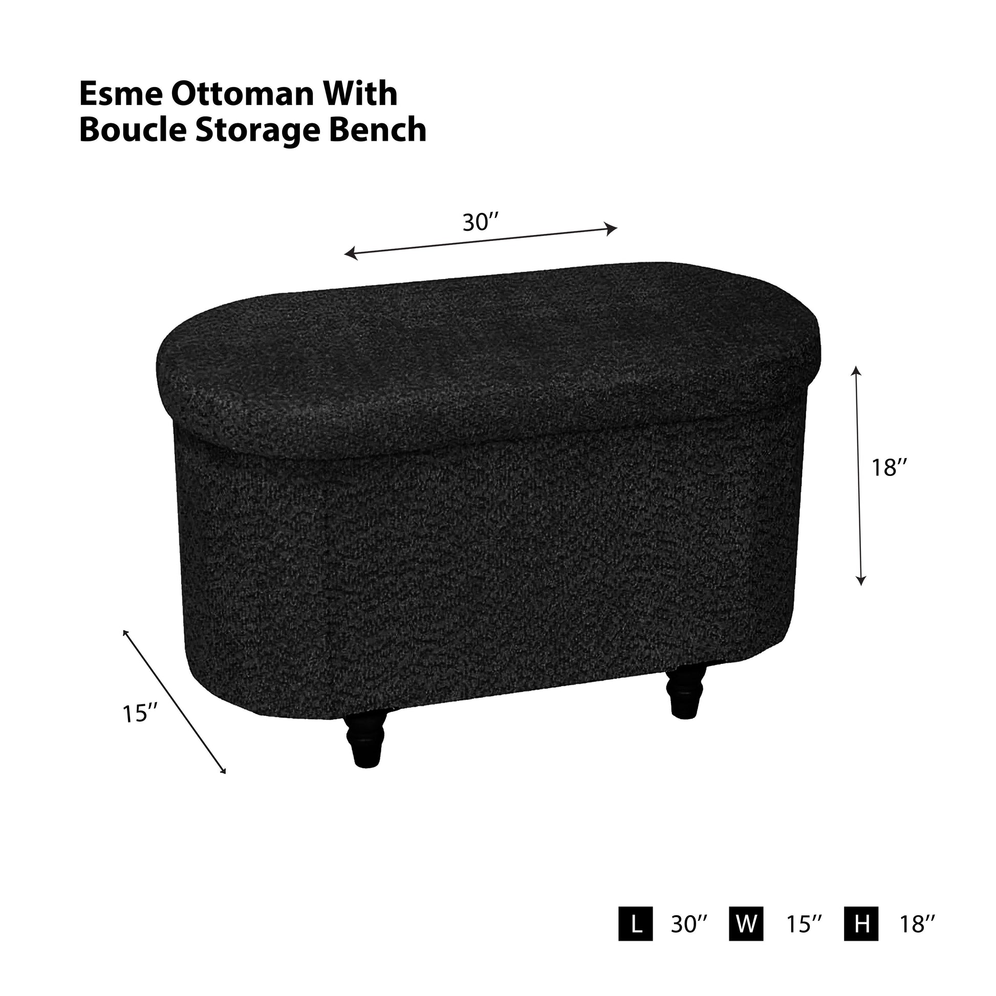 OT514 BLACK OTTOMAN