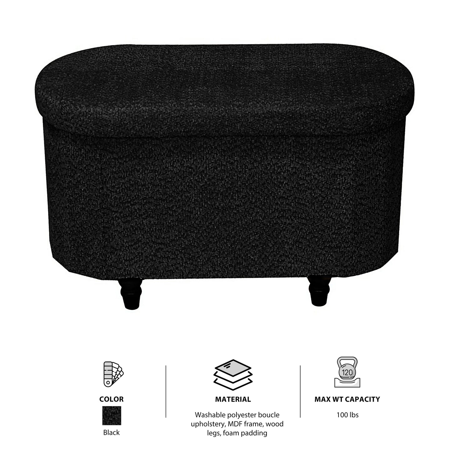 OT514 BLACK OTTOMAN