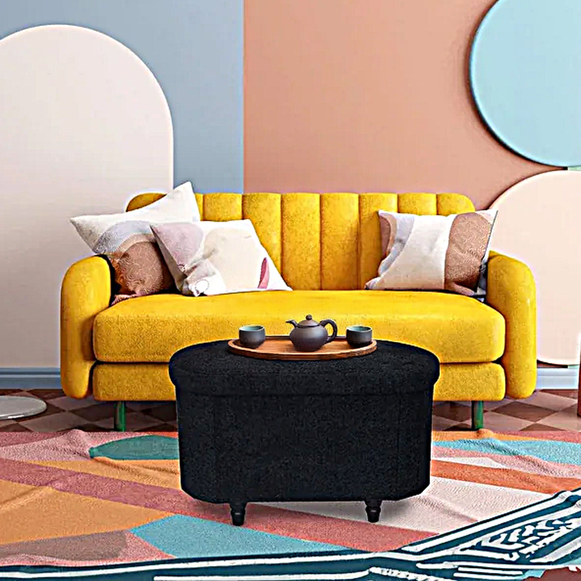 OT514 BLACK OTTOMAN