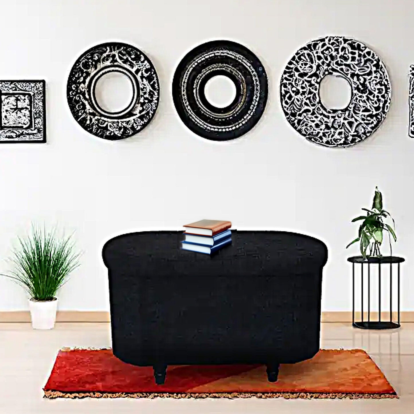 OT514 BLACK OTTOMAN