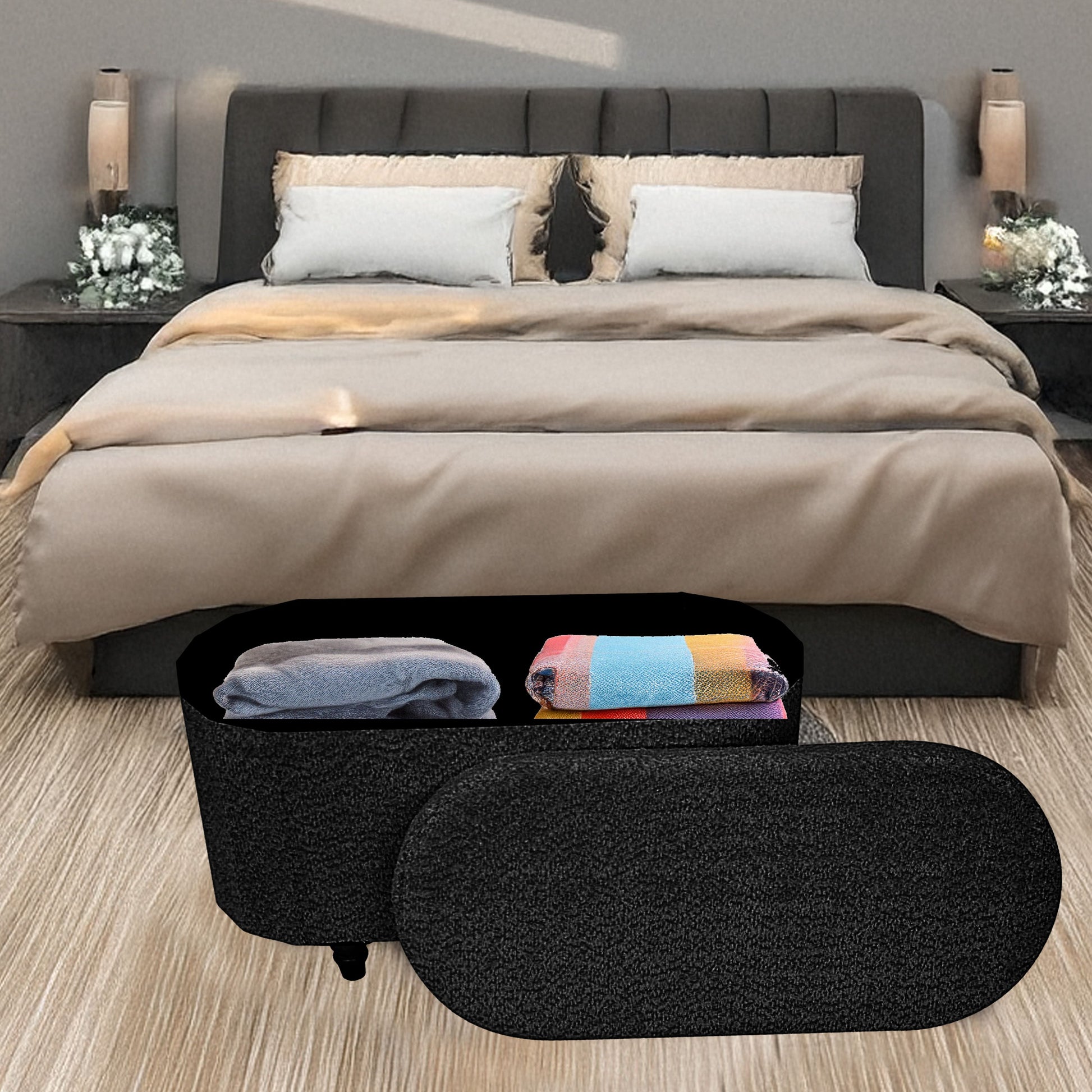 OT514 BLACK OTTOMAN