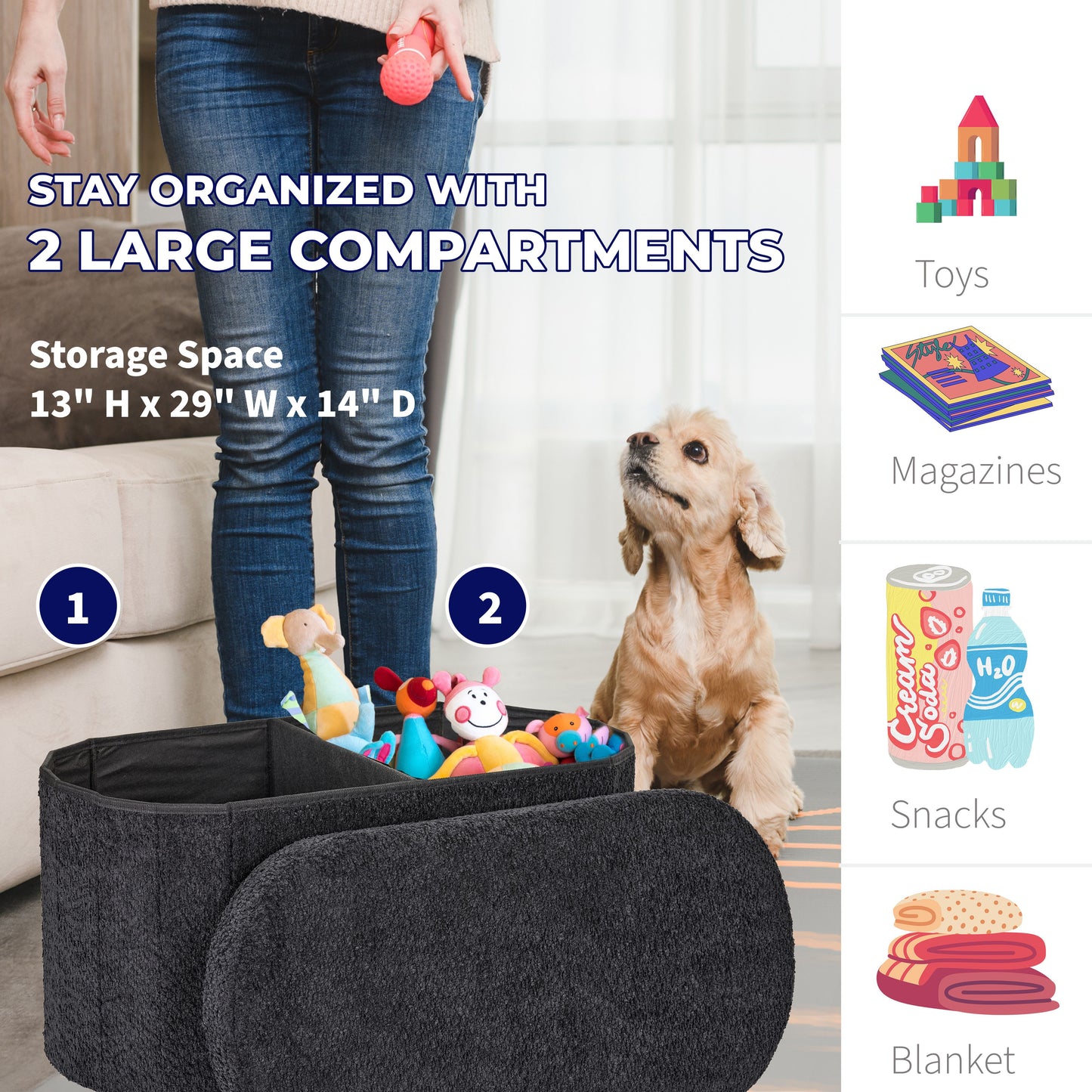 OT514 BLACK OTTOMAN