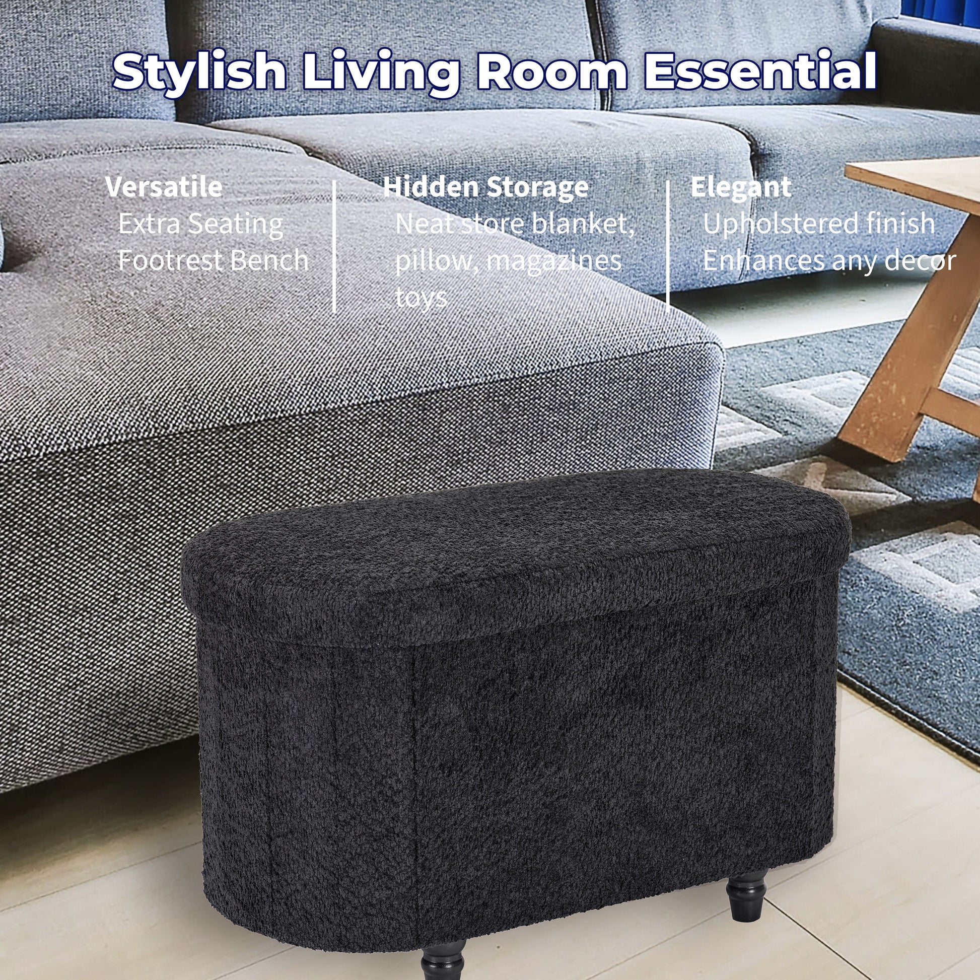 OT514 BLACK OTTOMAN