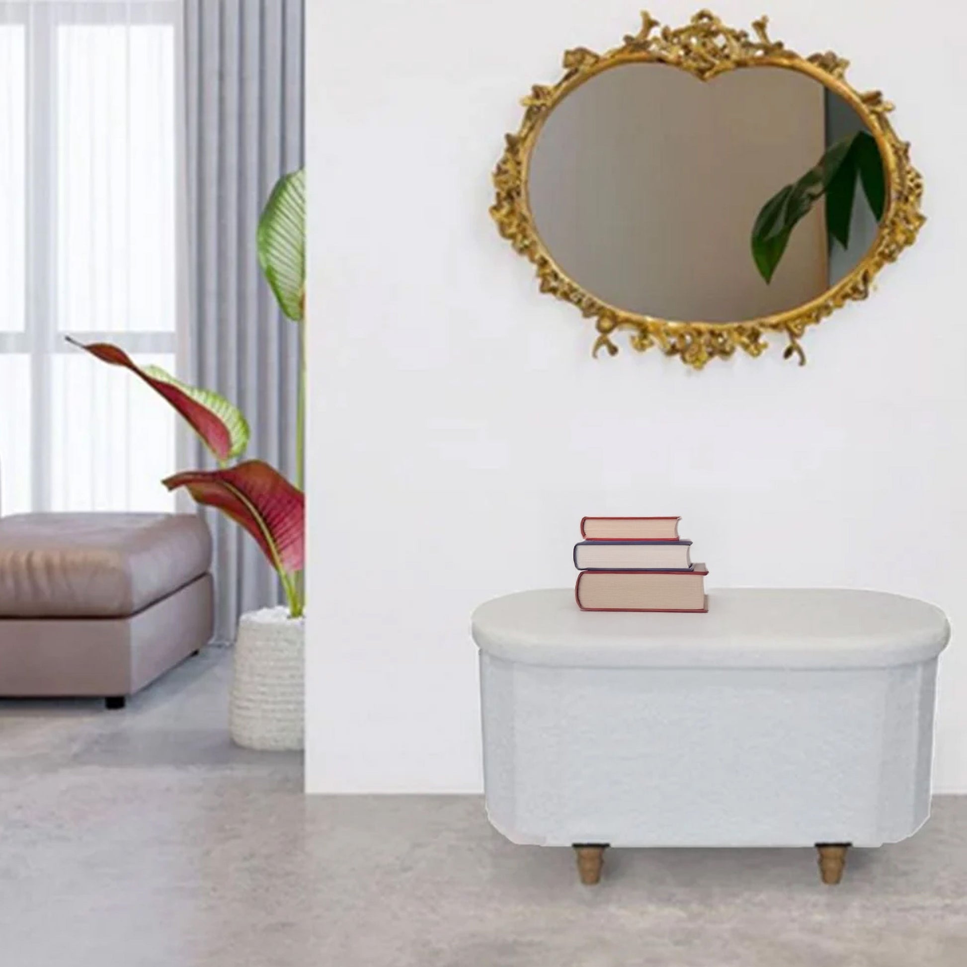 OT514 IVORY OTTOMAN