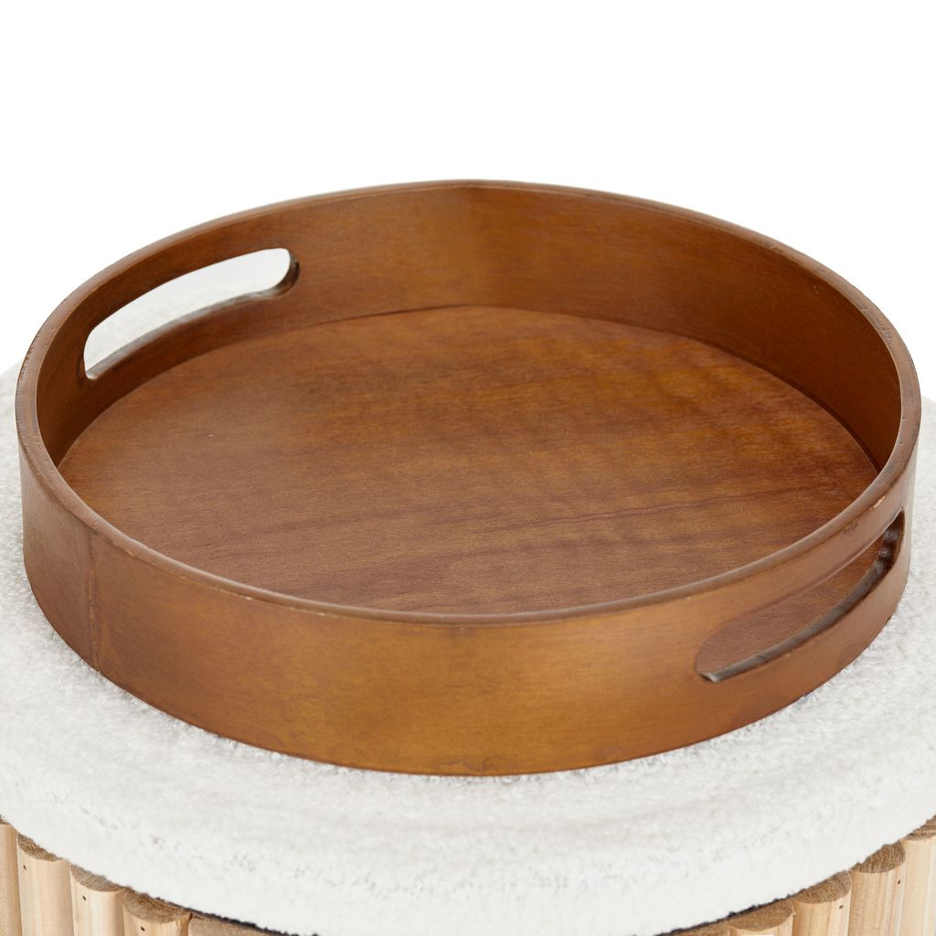 Esme Ottoman Collection - Mid-Century Modern Bamboo & Boucle Storage Ottoman - Aria Home