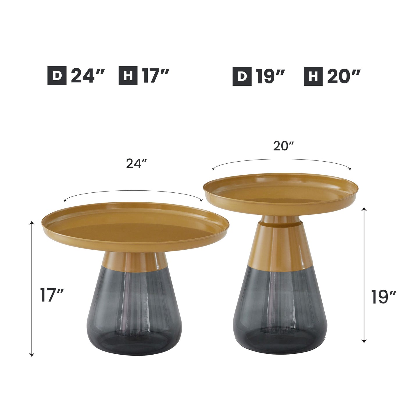TBST471-472 MATGLD/GRY BAS NESTING TABLE