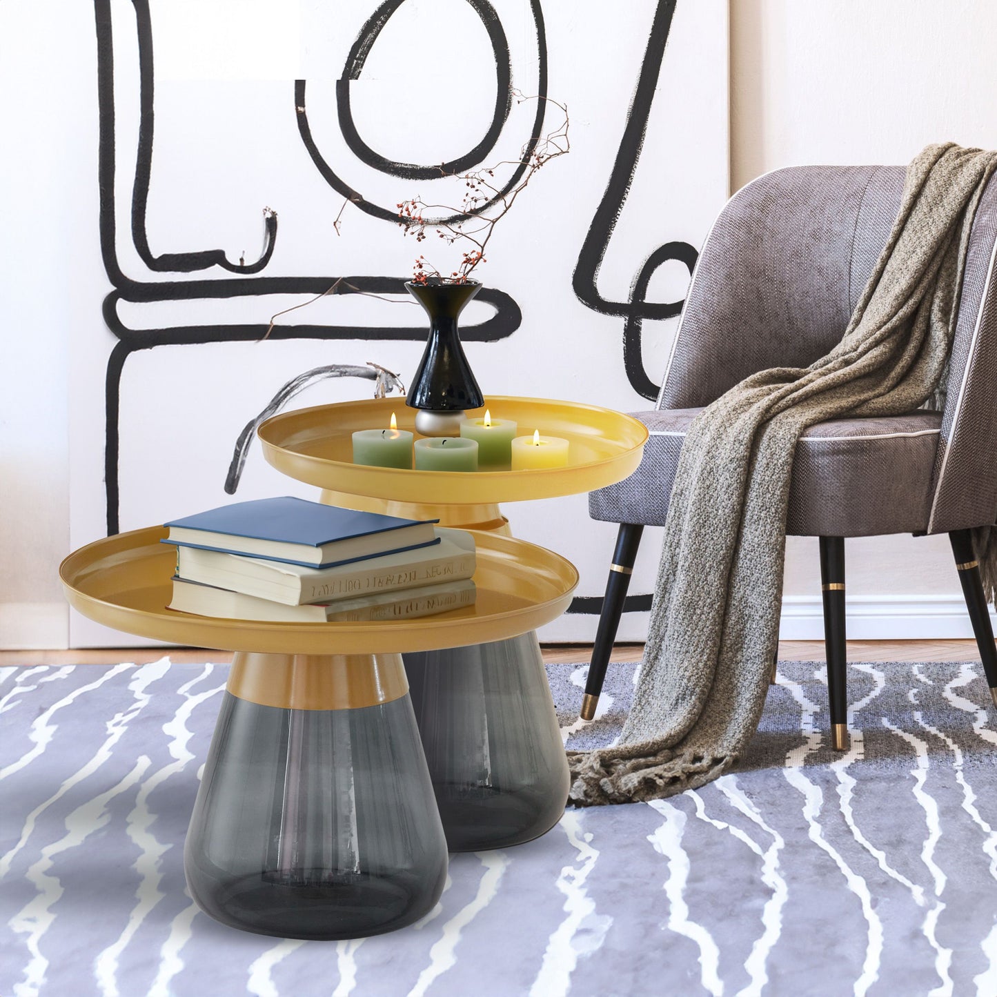 TBST471-472 MATGLD/GRY BAS NESTING TABLE