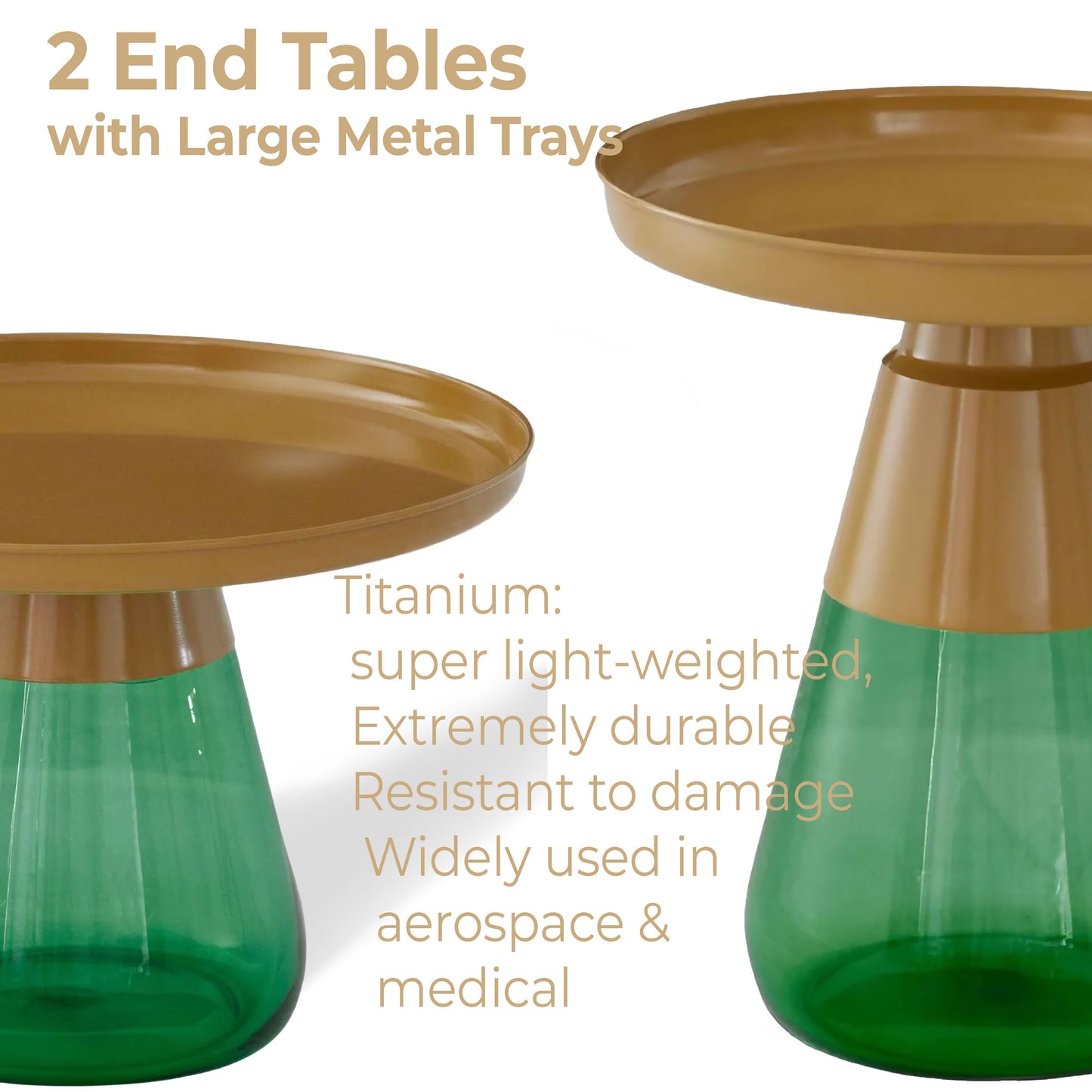 TBST471-472 MATGLD/GRN BAS NESTING TABLE