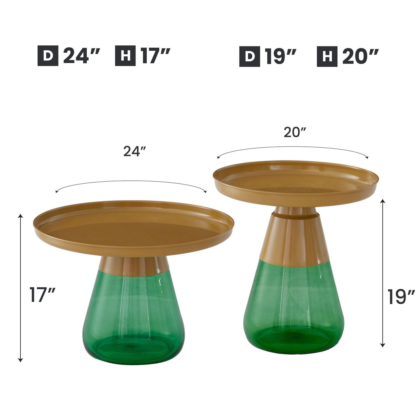 TBST471-472 MATGLD/GRN BAS NESTING TABLE