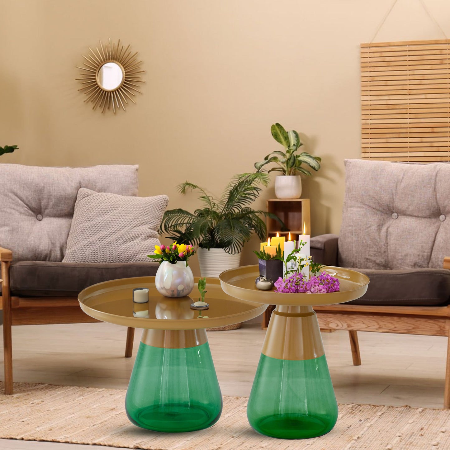 TBST471-472 MATGLD/GRN BAS NESTING TABLE
