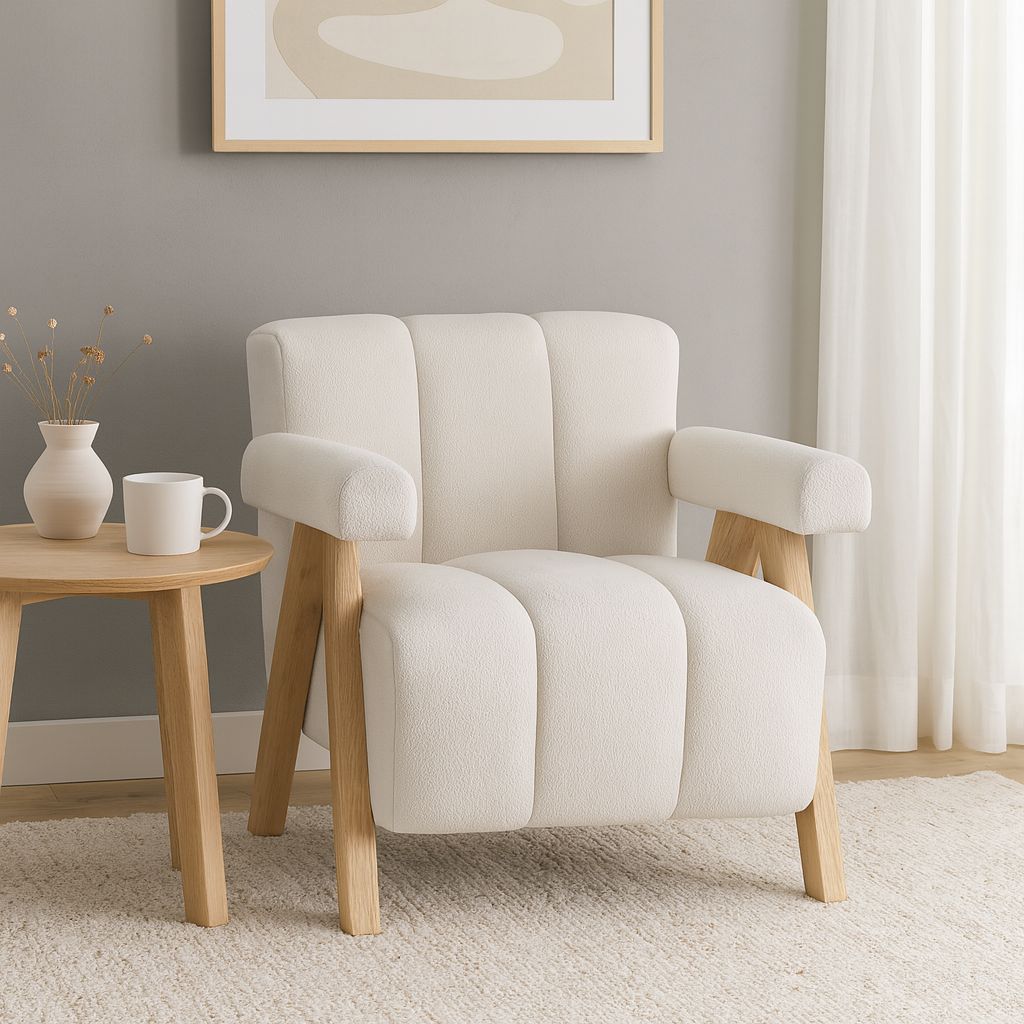 CH561 CREAM-NATURAL ARM CHAIR