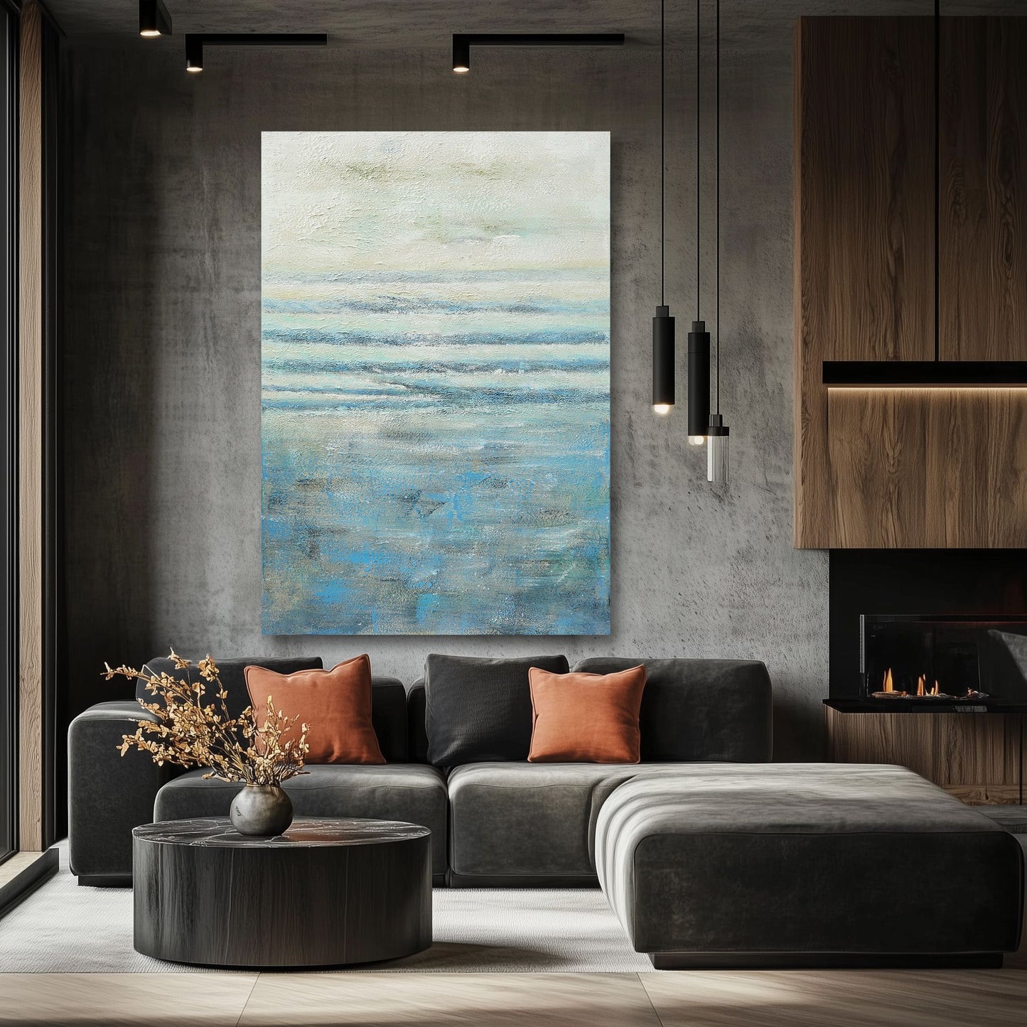WA594 BLUE CANVAS WALL ART