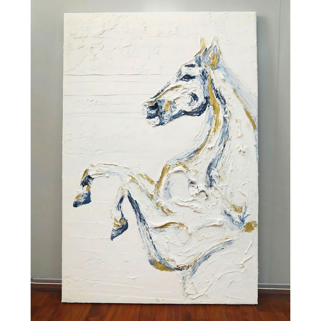 WA601 WHITE HORSE CANVAS WALL ART