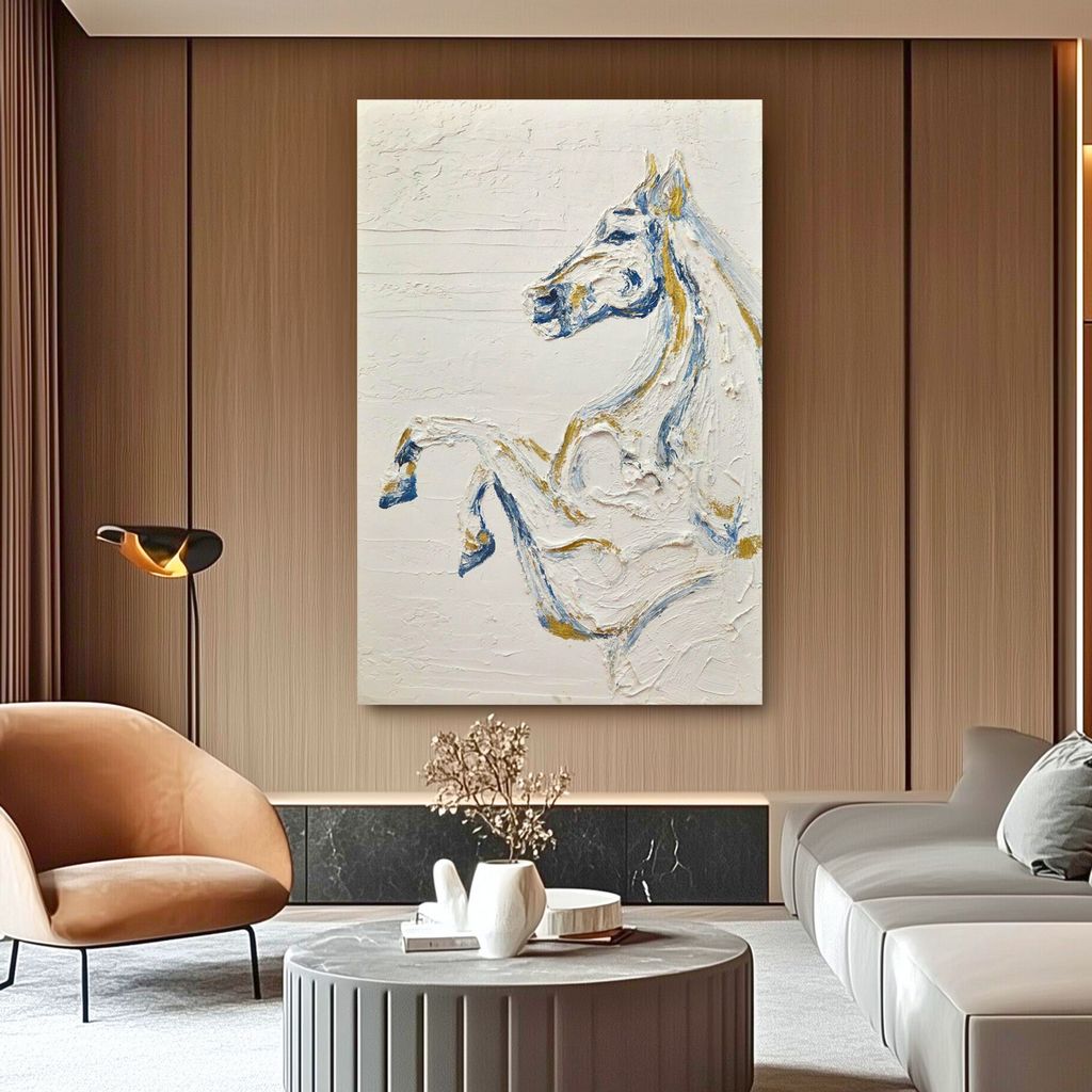 WA601 WHITE HORSE CANVAS WALL ART