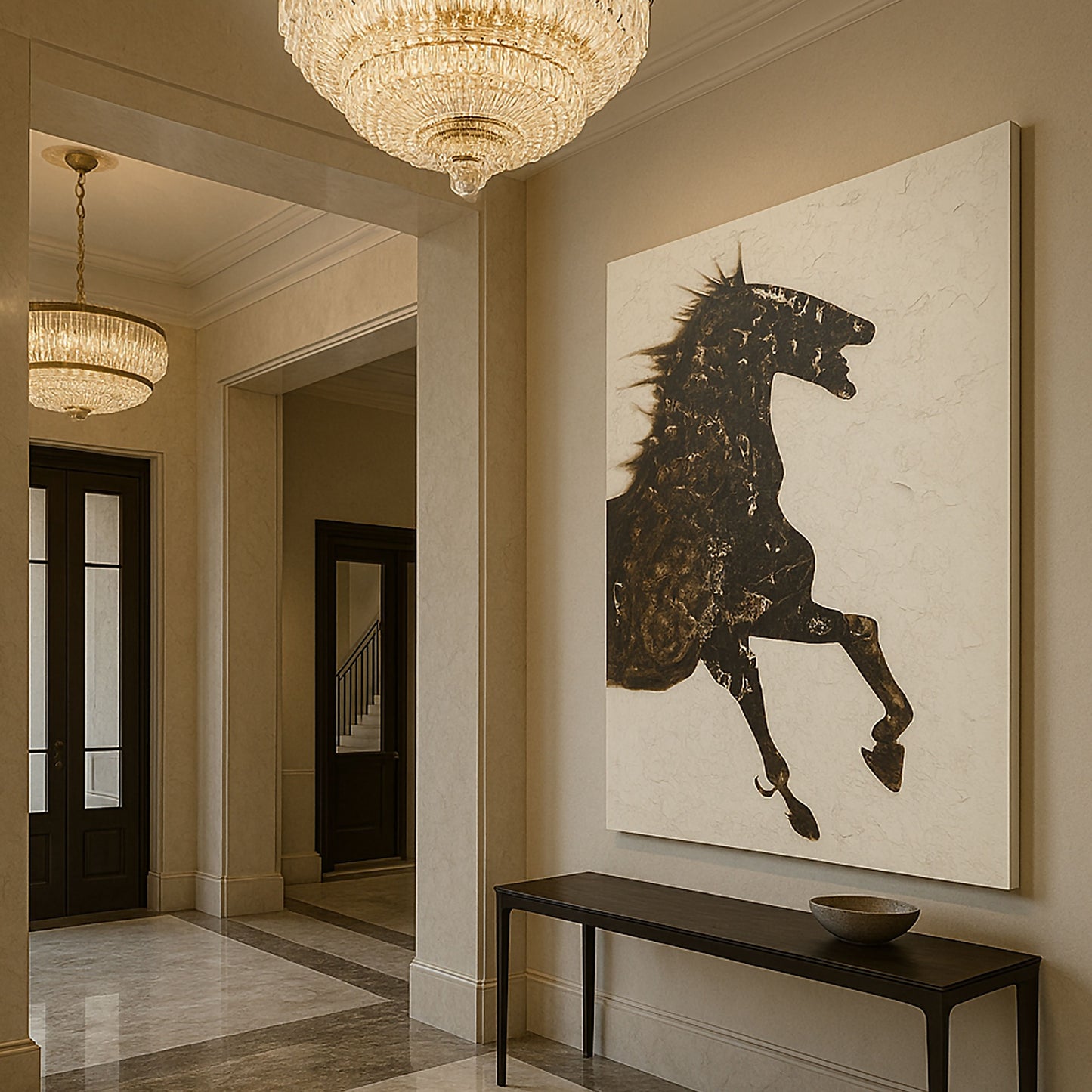 WA603 BLACK HORSE CANVAS WALL ART