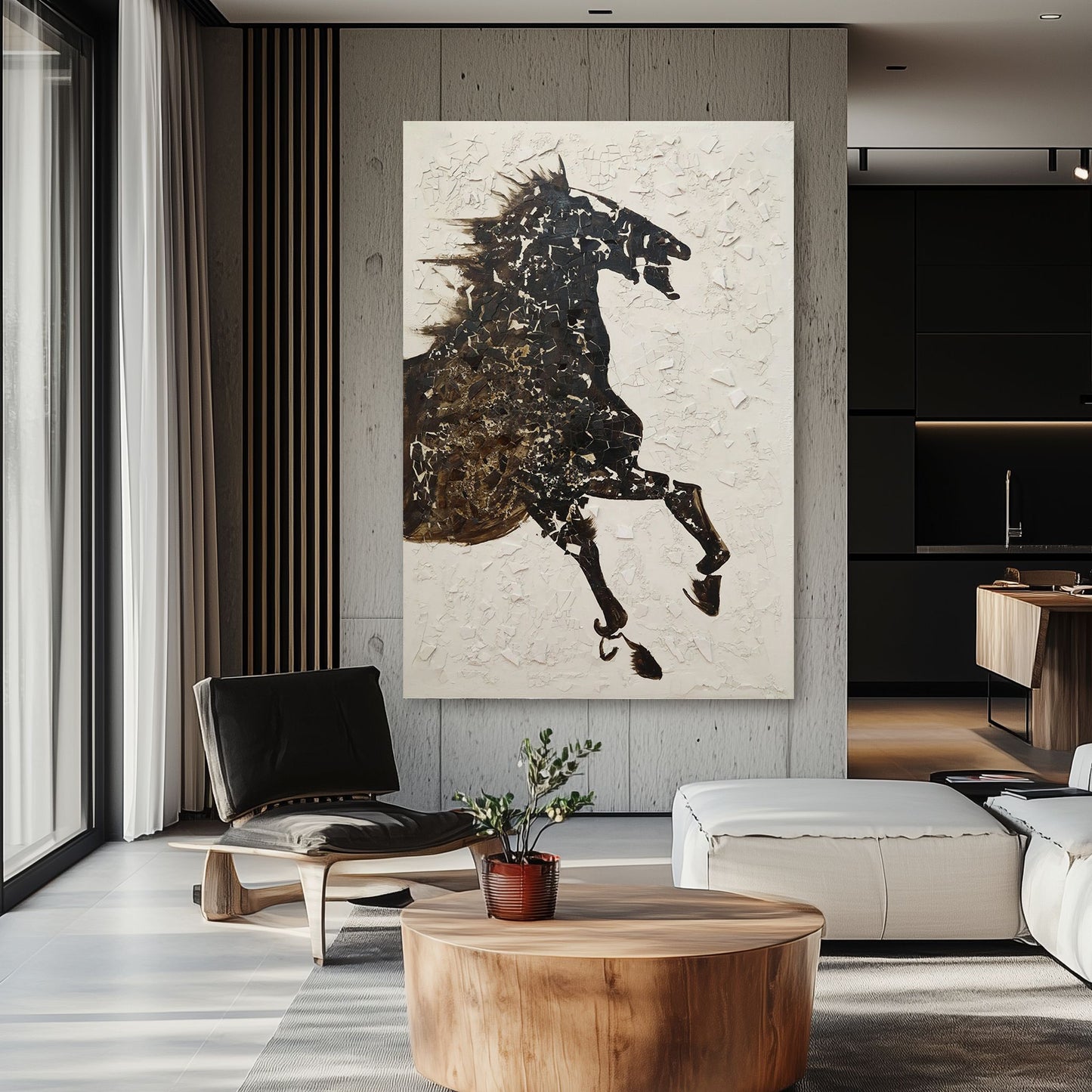WA603 BLACK HORSE CANVAS WALL ART