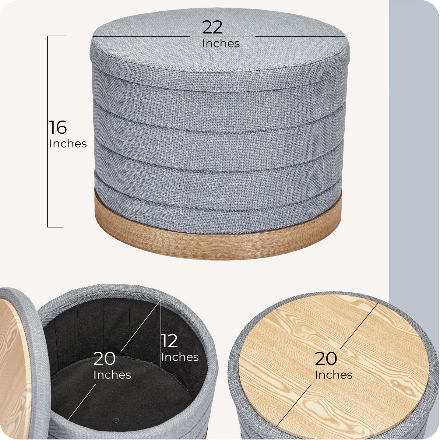 OT621 GREY OTTOMAN