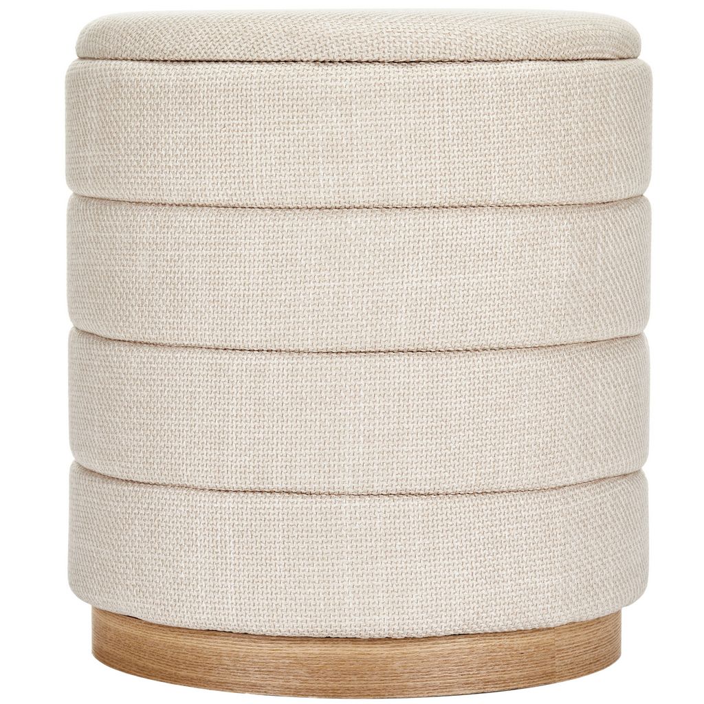Tessa Ottoman Collection-Stylish Linen Cylinder Ottoman - Aria Home