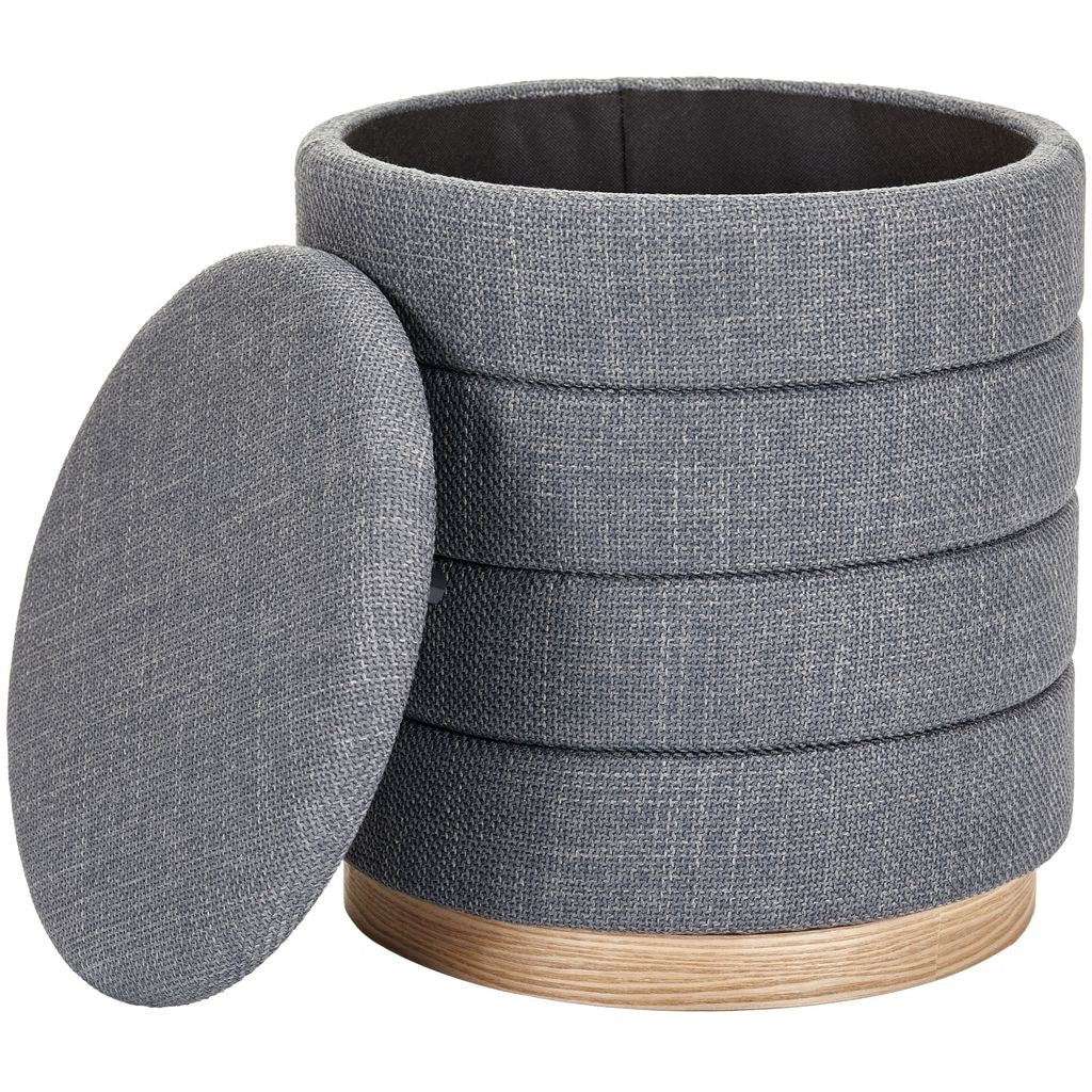 Tessa Ottoman Collection-Stylish Linen Cylinder Ottoman - Aria Home