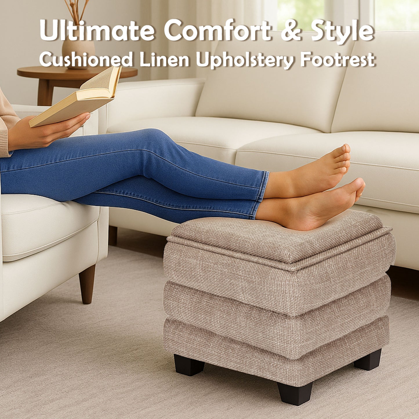 OT623 LIGHT BROWN OTTOMAN