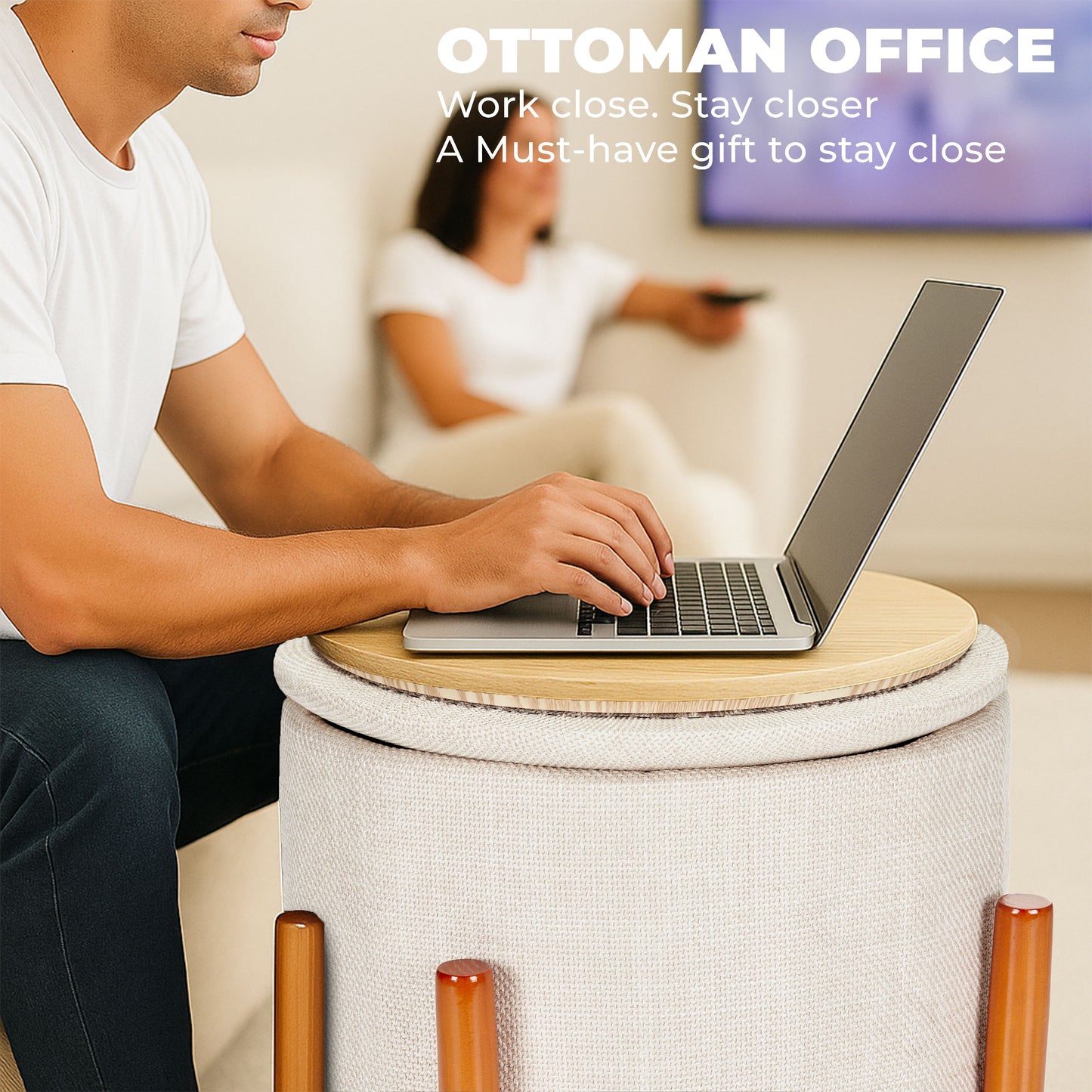 OT625 BEIGE OTTOMAN