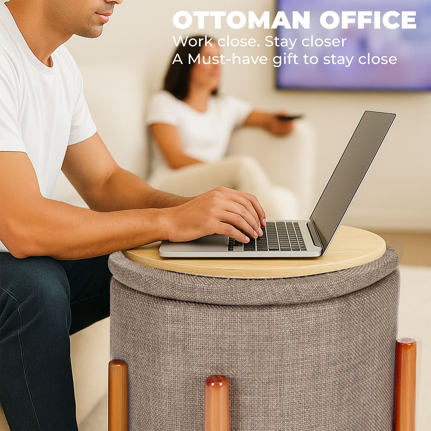 OT625 BROWN OTTOMAN