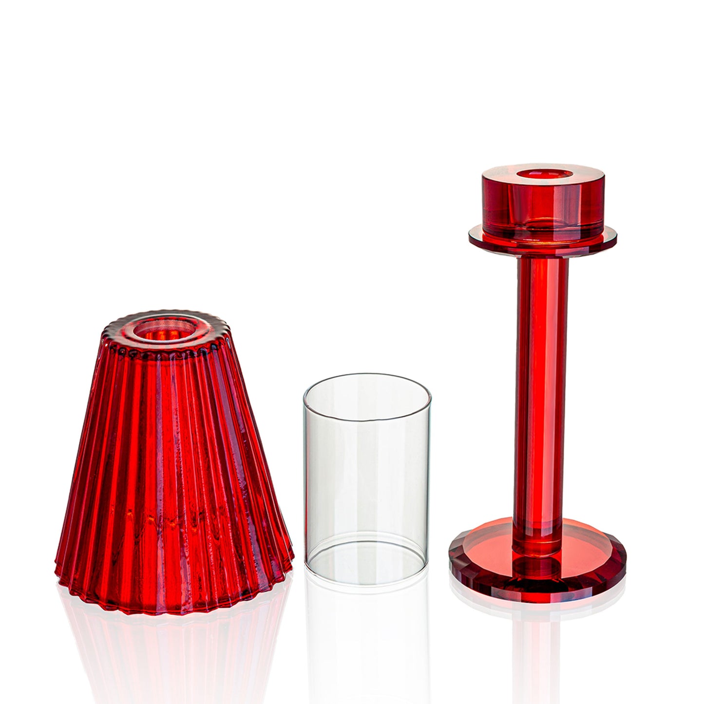 GL615 RED CANDLE HOLDERS