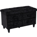 Storage Ottoman With Drawers - 30 Inch Tufted Upholstered Bench