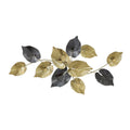 Layered Metal Leaf Wall Art - 43.75" Gold & Charcoal Decorative Sculpture
