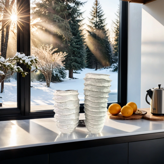 Set of Two Modern Ceramic Vases | Gift | Modern Vase | Home Decor | Holiday Gift - Aria Home