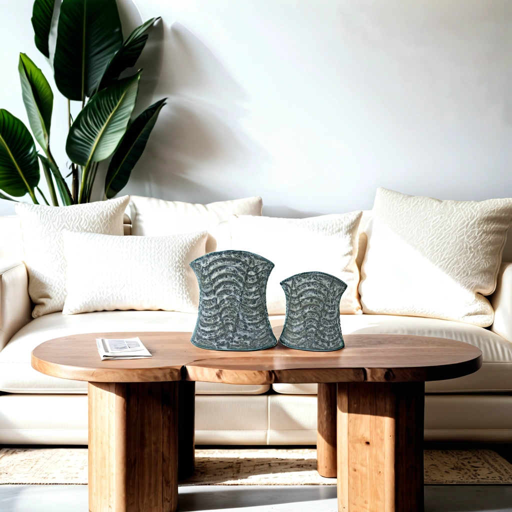 Vase-Set of 2-Minimalist-Gray-Rough Texture-Gift-Home Decor-Home Accent - Aria Home