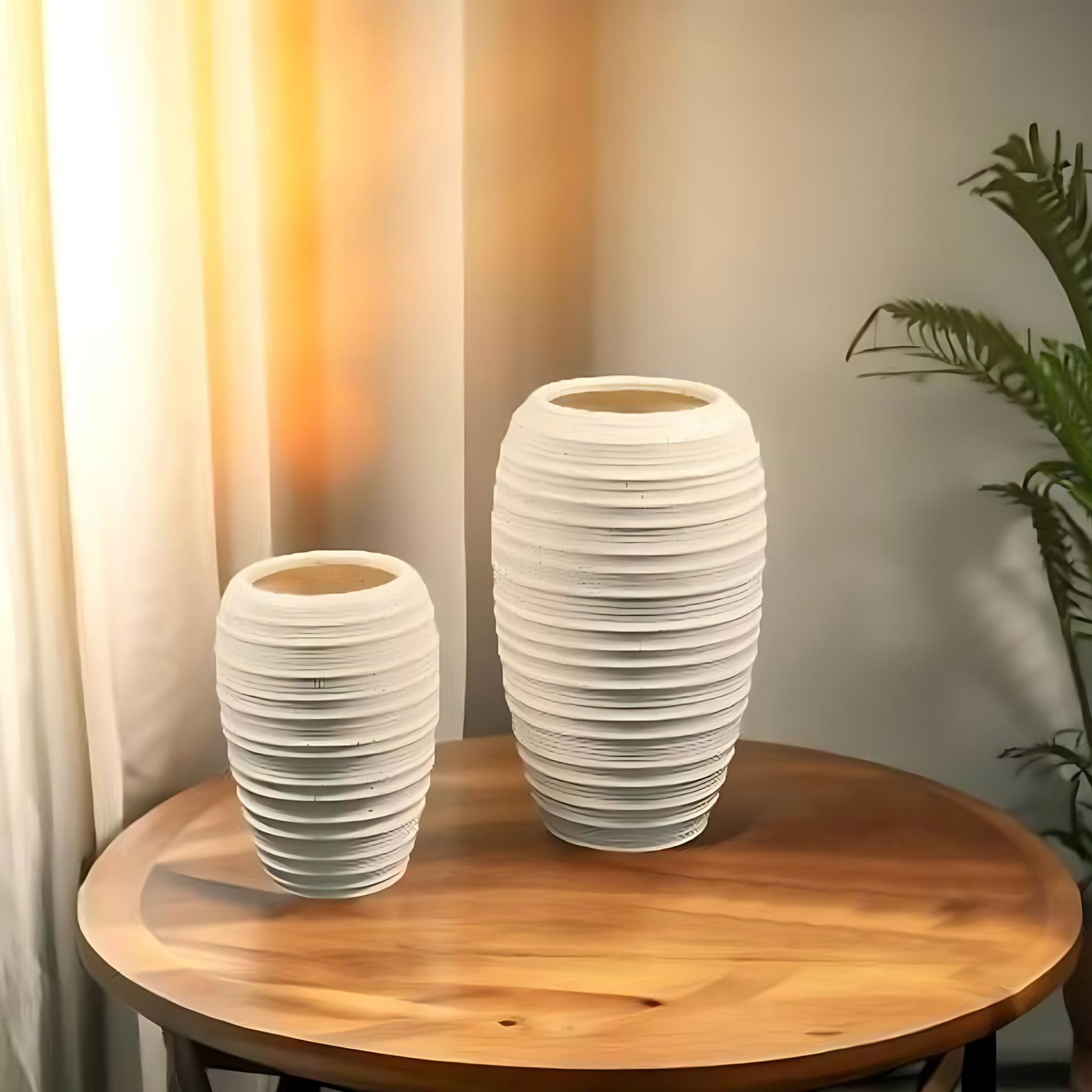Set of 2 Speckled Cream Vases | Ceramic Vase | Textured Vase | Design Vase | Tan Ceramic Vessel - Aria Home