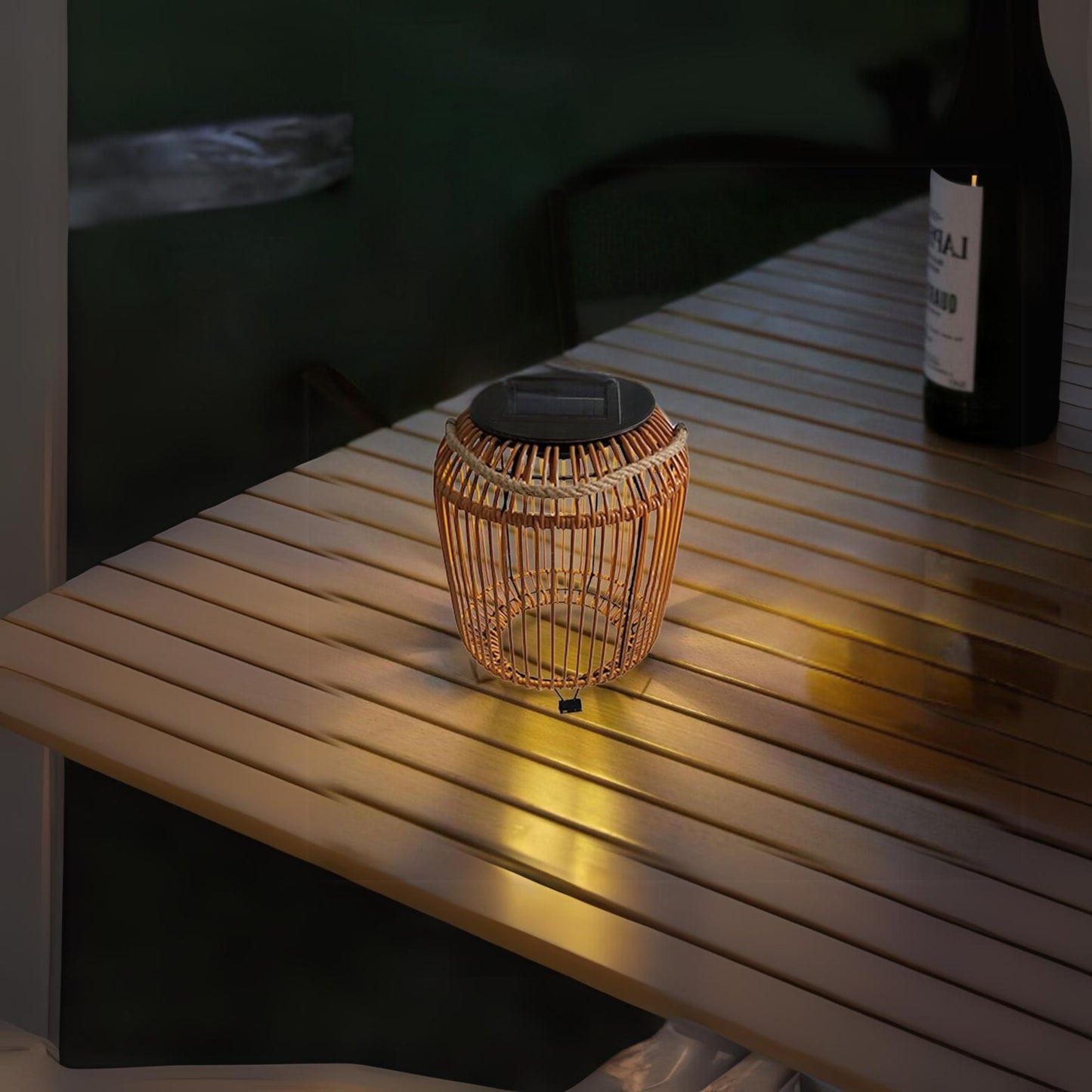 Outdoor Cylinder Shaped Table Top Solar Lantern - Aria Home