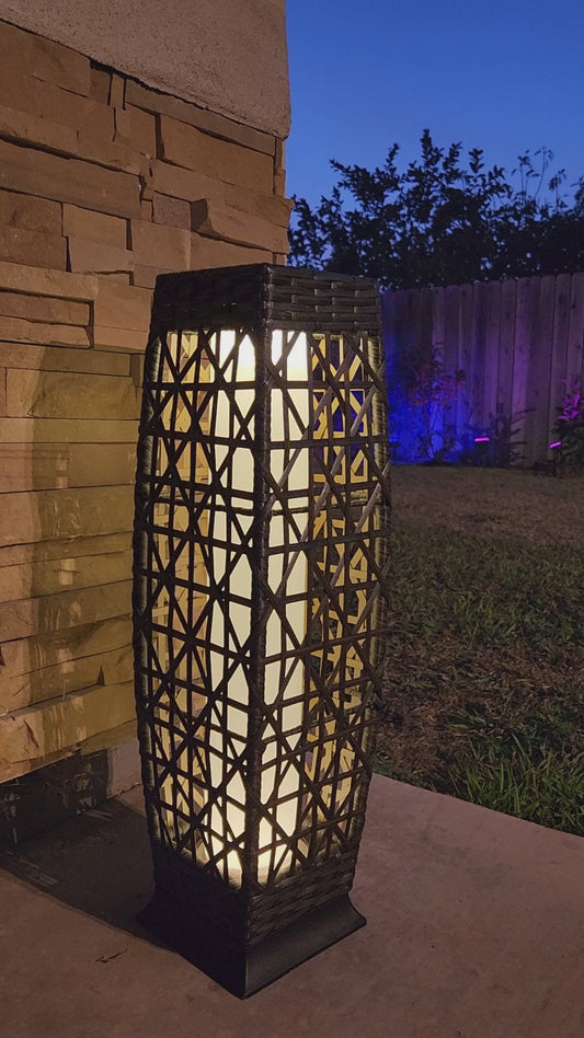 Aria Home Solar Powered Outdoor Hanging Lanterns, Rattan Weaving
