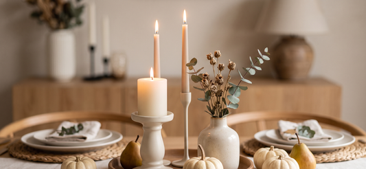 Holiday Table Centerpiece Ideas: How to Style Candle Holders and Vases from Thanksgiving to Christmas