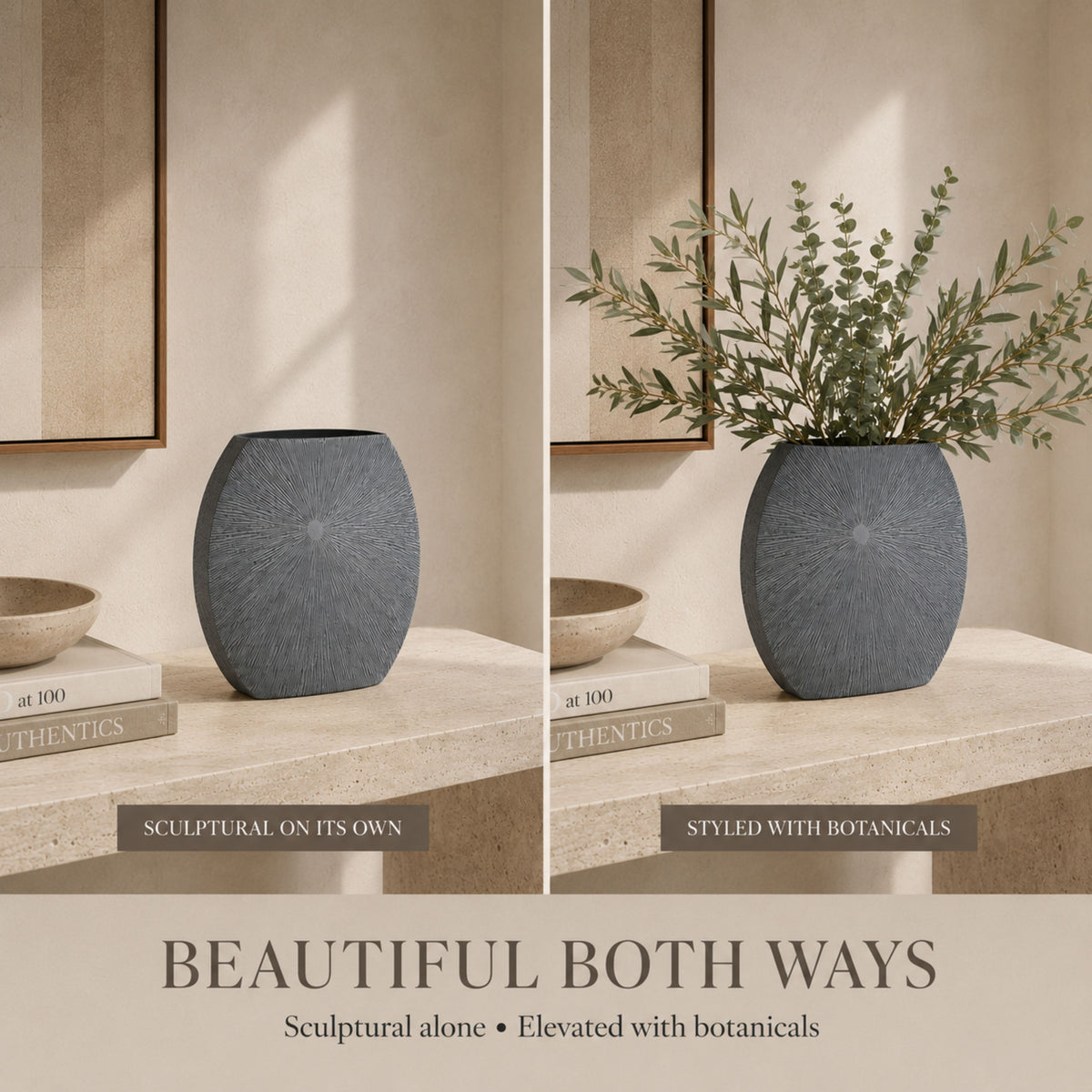 PLR201 GRAY POLYRESIN VASES