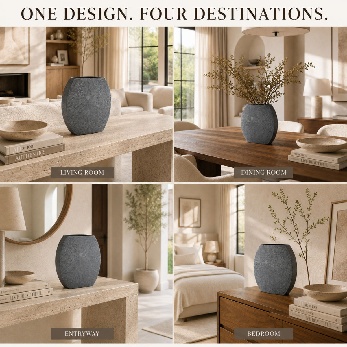 PLR201 GRAY POLYRESIN VASES