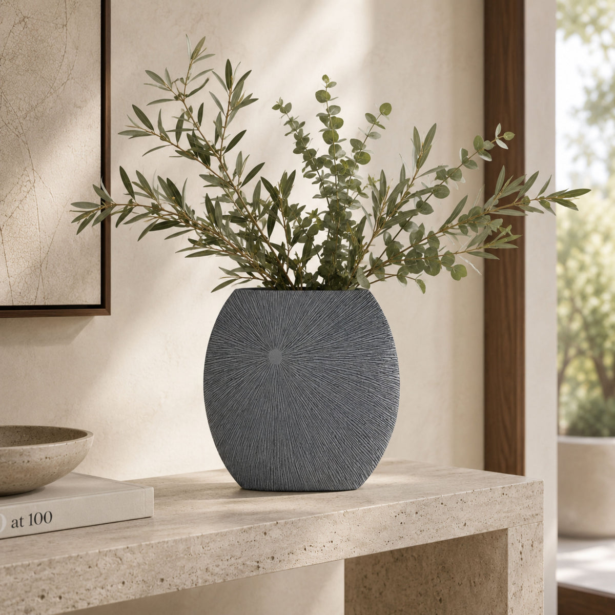 PLR201 GRAY POLYRESIN VASES