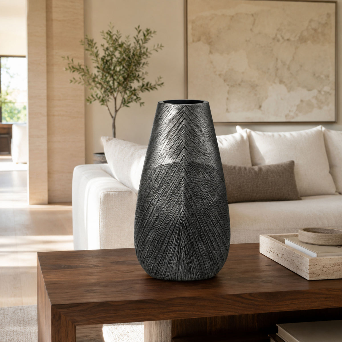 PLR210-1 GRAY POLYRESIN VASES