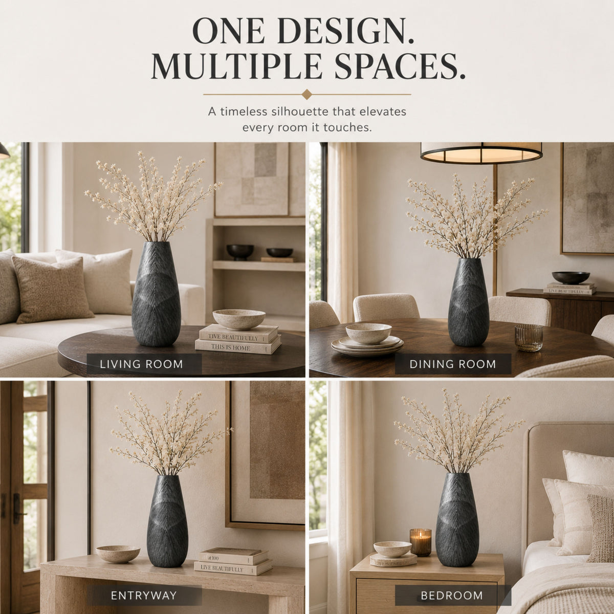 PLR210 GRAY POLYRESIN VASES
