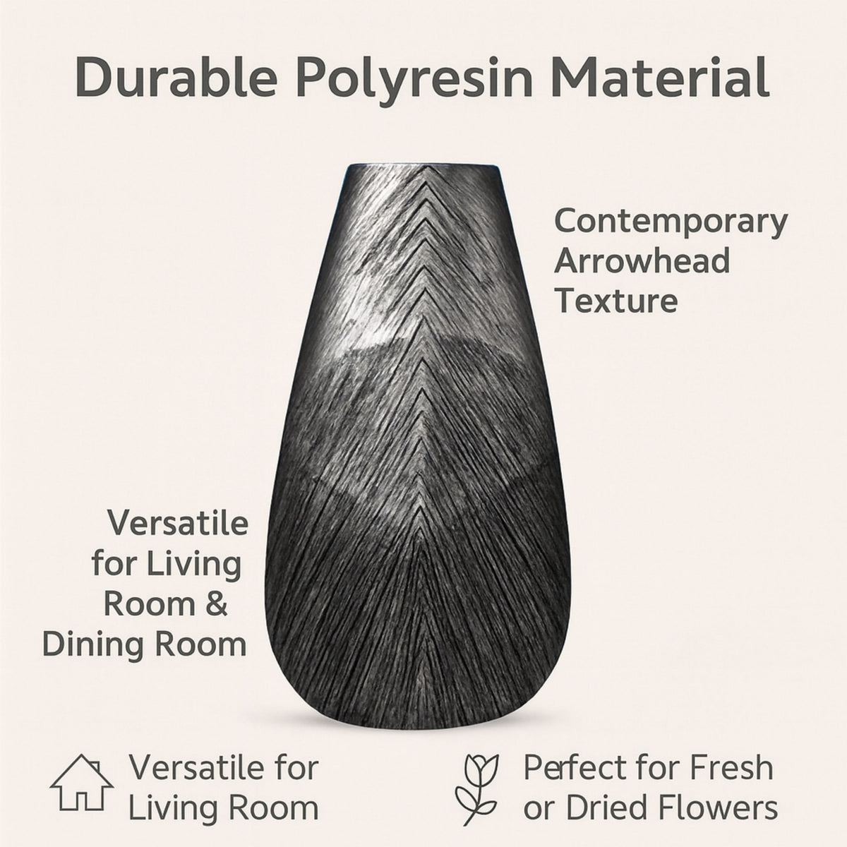 PLR210 GRAY POLYRESIN VASES