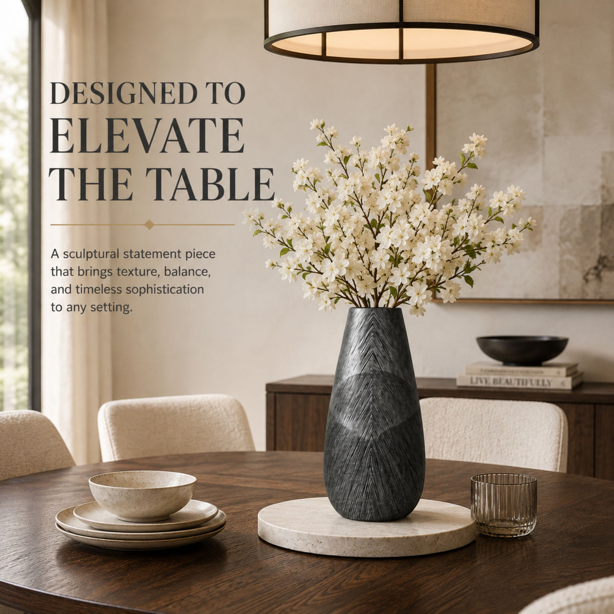 PLR210 GRAY POLYRESIN VASES