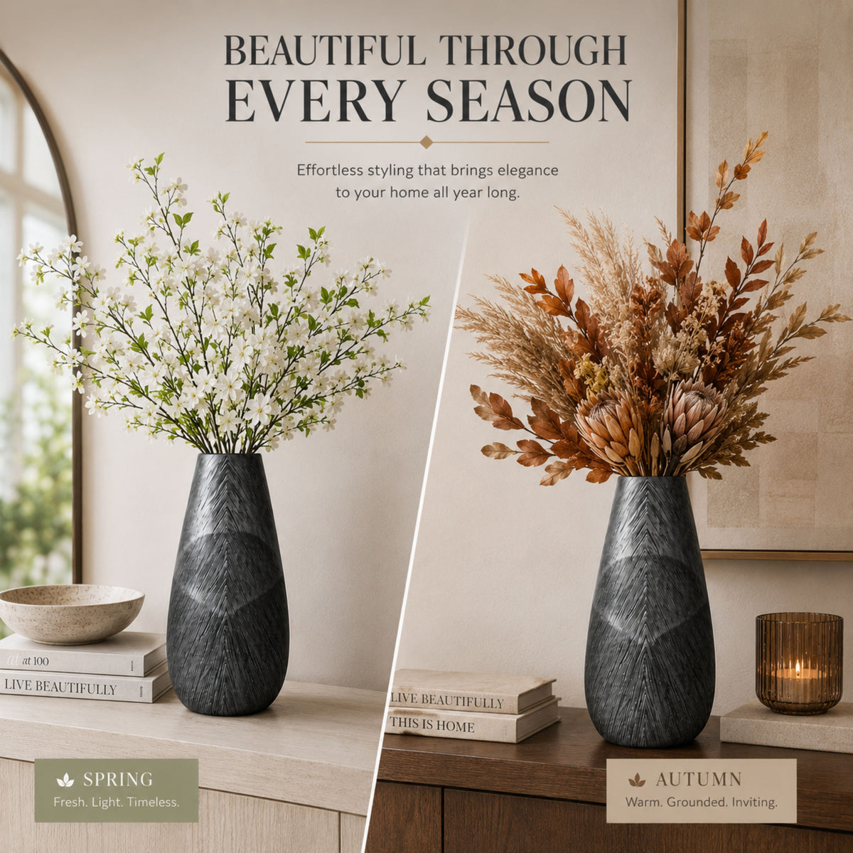 PLR210 GRAY POLYRESIN VASES