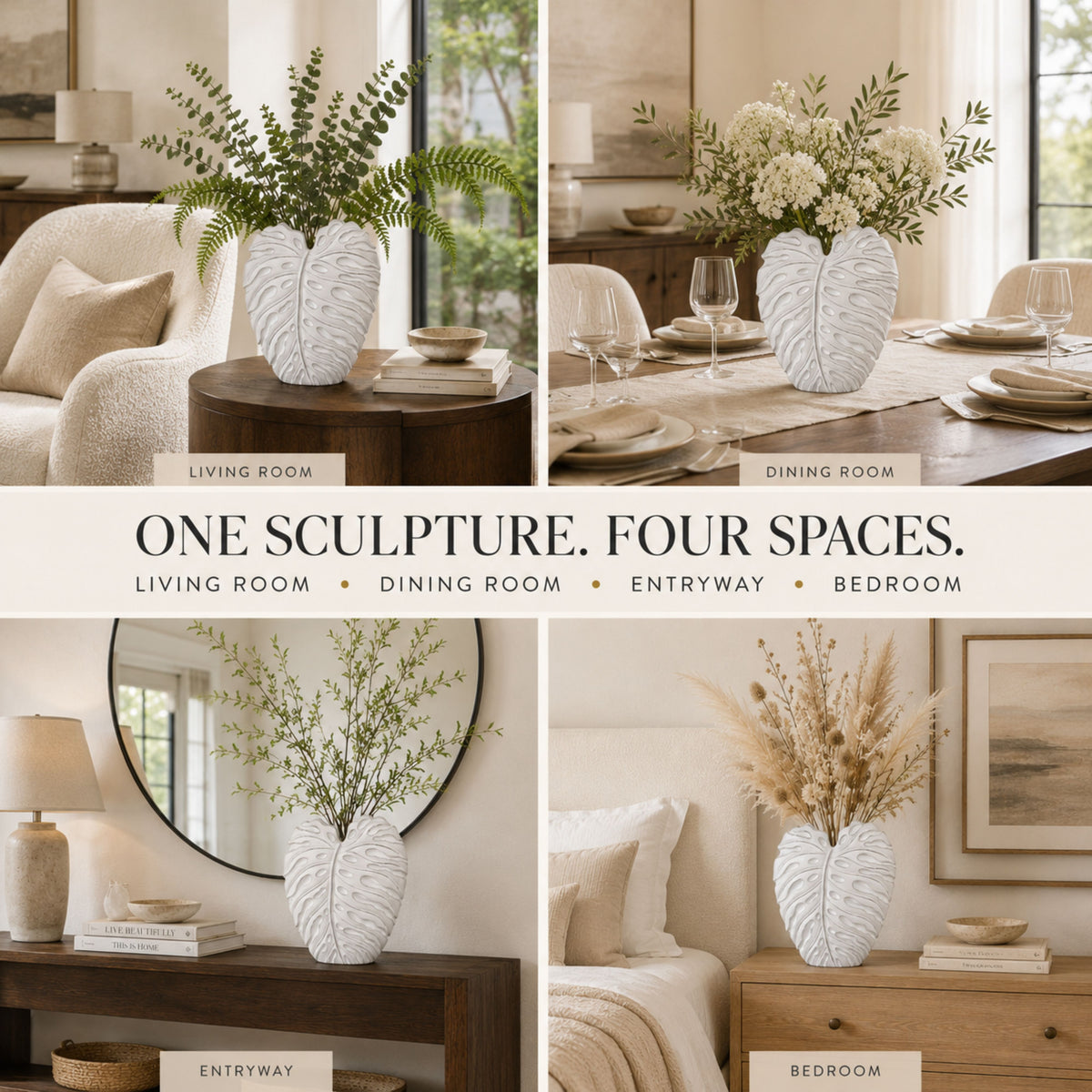 PLR208 WHITE POLYRESIN VASES