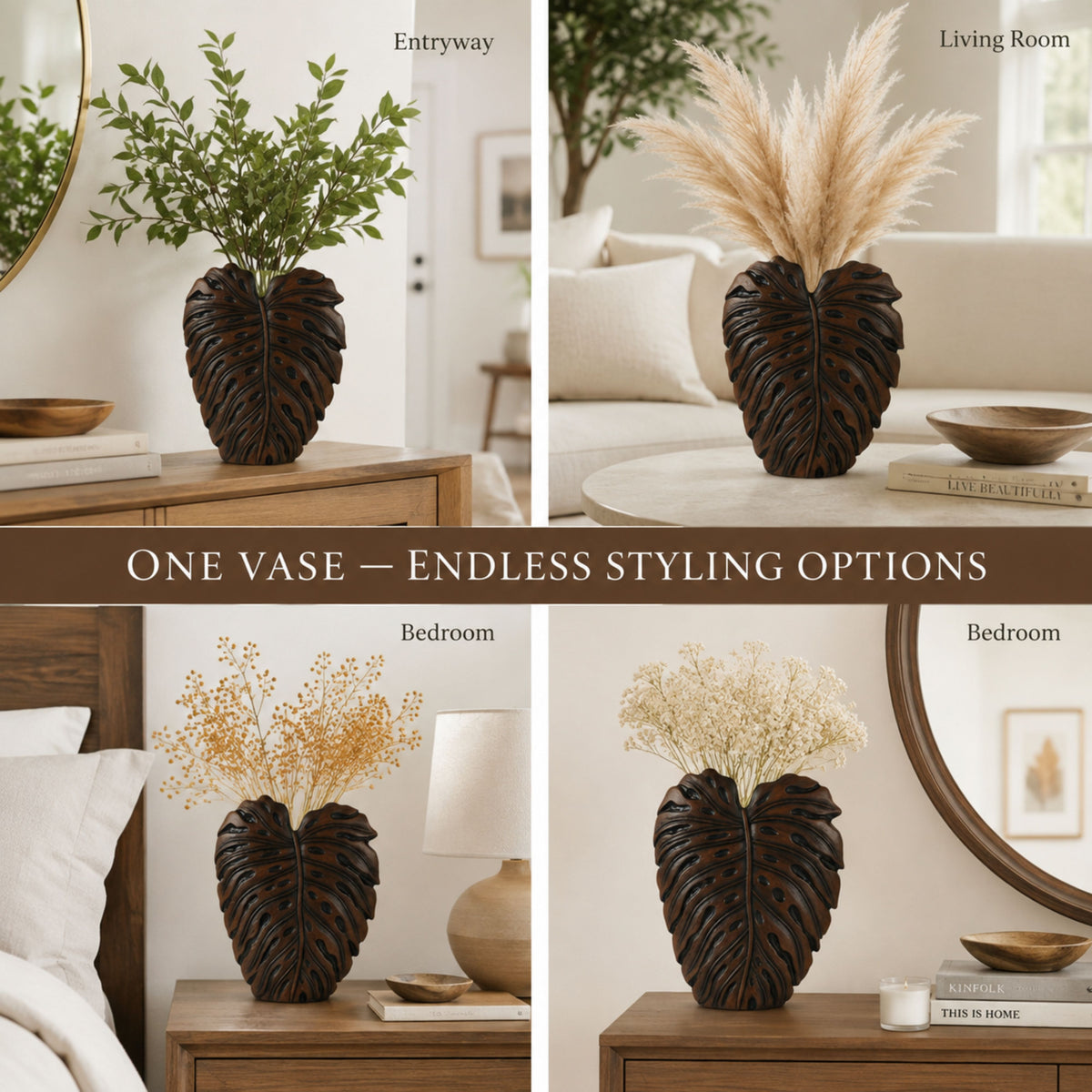 PLR208 BROWN POLYRESIN VASES