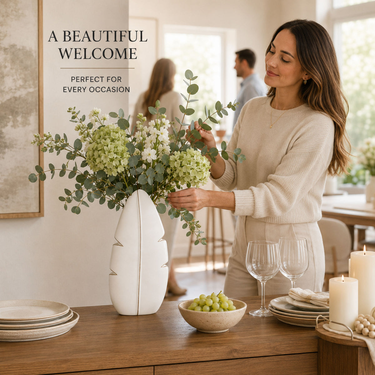 PLR209 WHITE POLYRESIN VASES