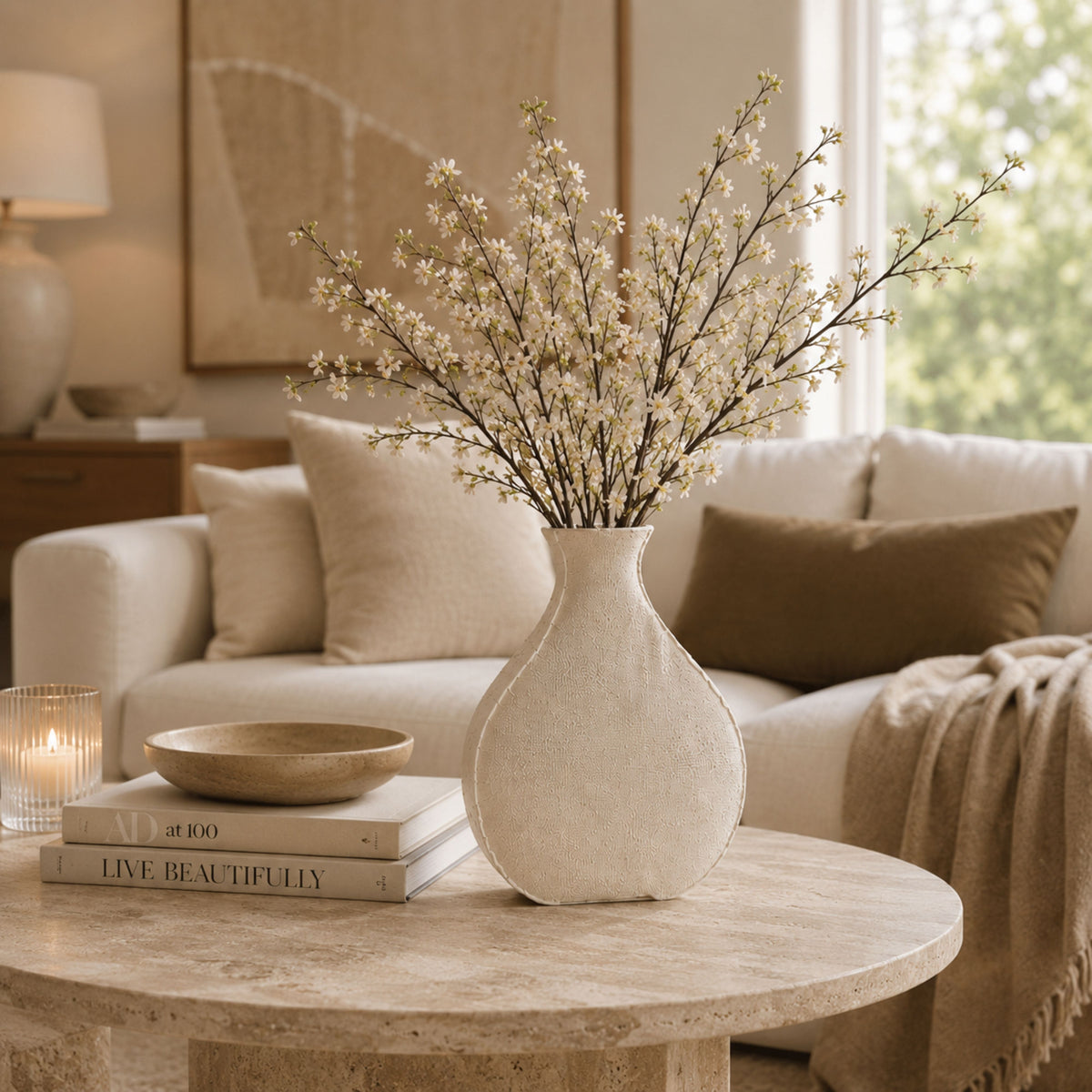PLR207 BEIGE POLYRESIN VASES