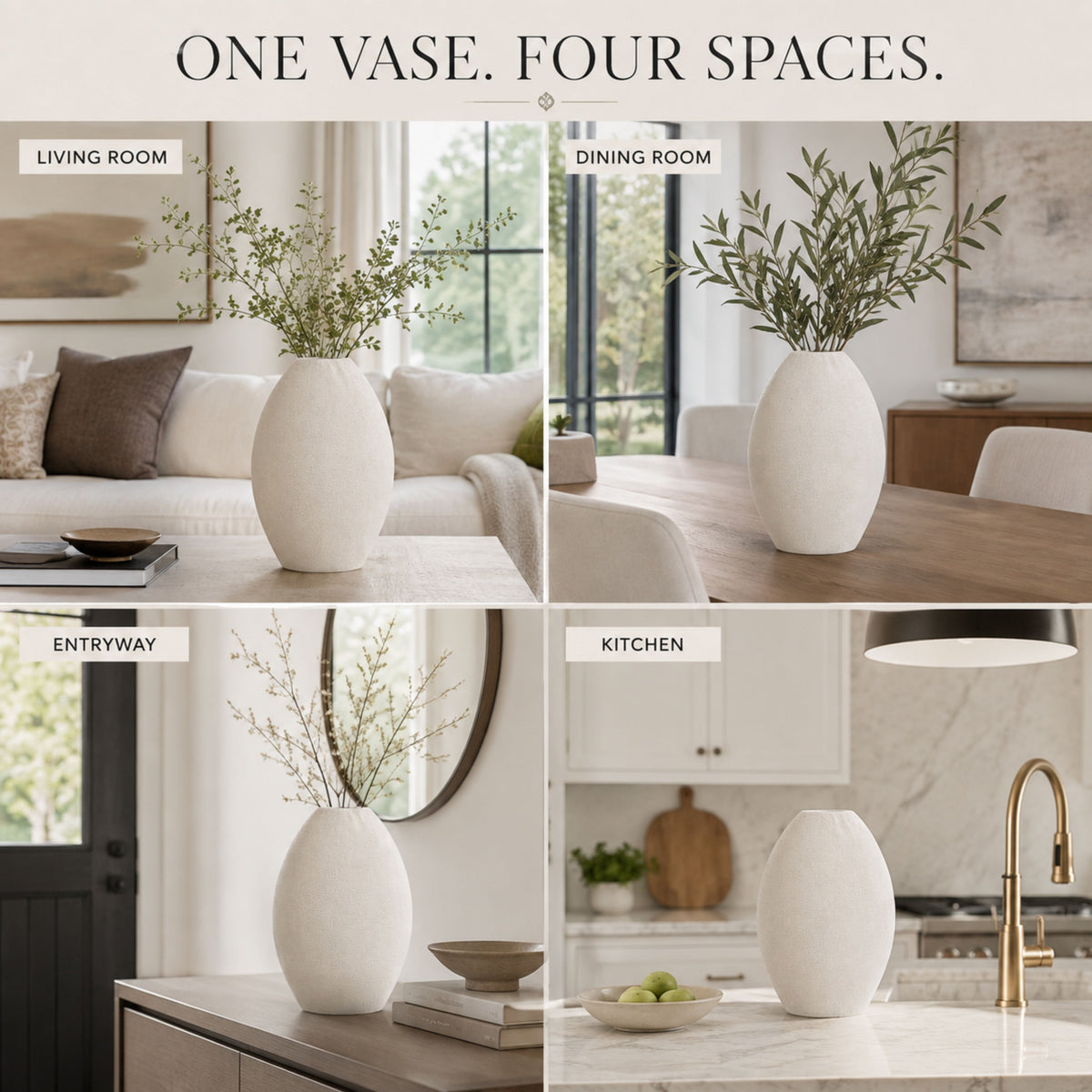PLR206 BEIGE POLYRESIN VASES