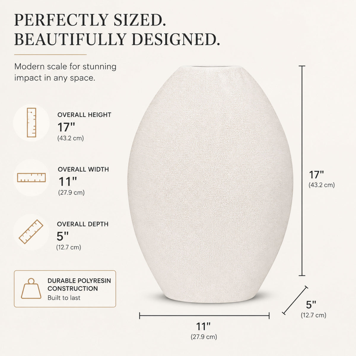 PLR206 BEIGE POLYRESIN VASES