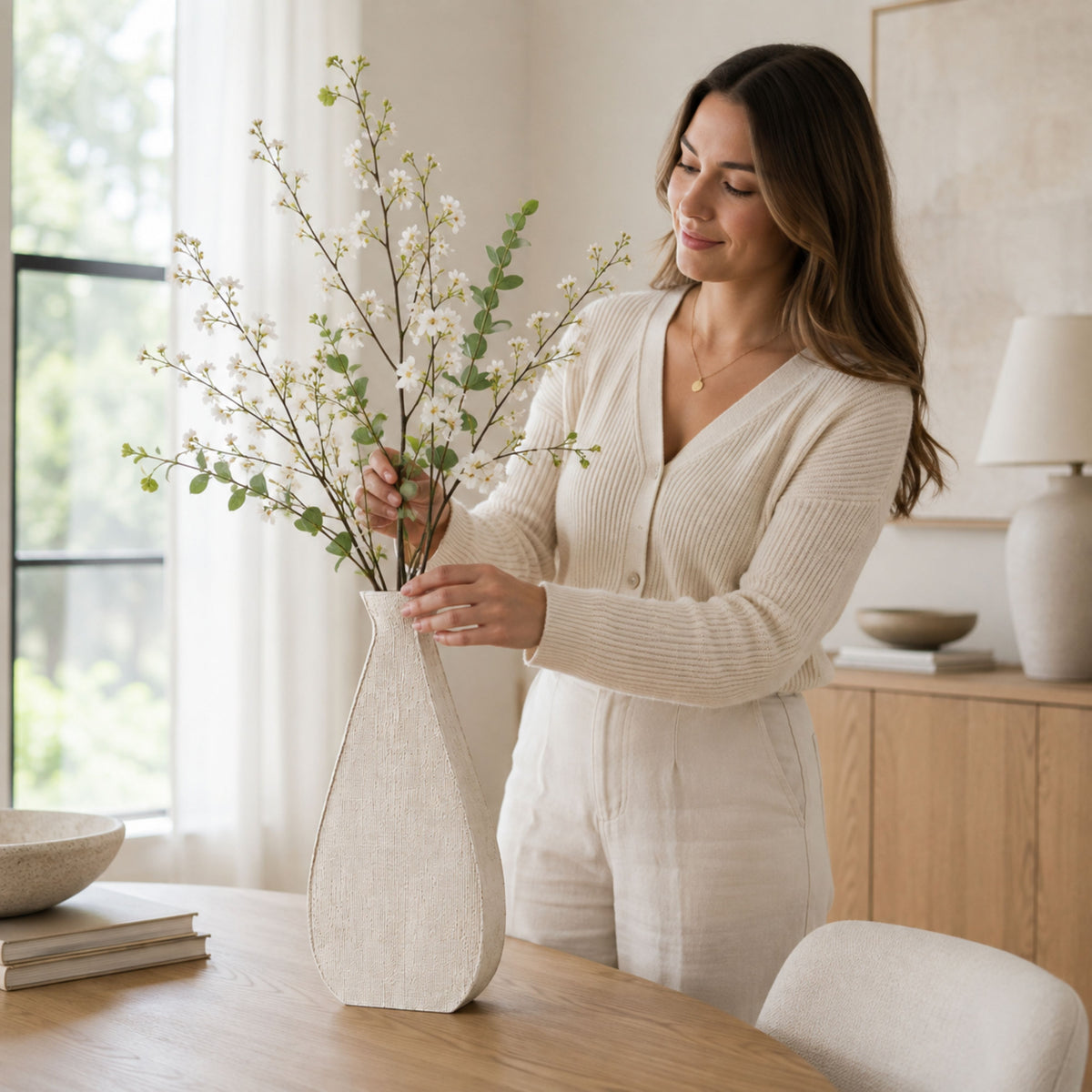PLR205 BEIGE POLYRESIN VASES